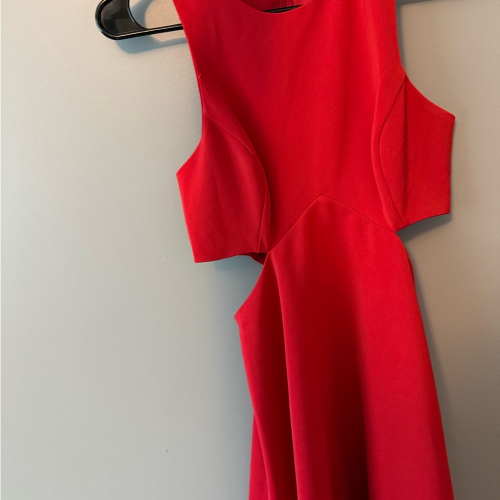 Express Red Fit and Flare Halter Dress